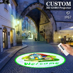 Business Logo Customized HD Gobo Logo Projector IP67 Waterproof Rotating Indoor Outdoor Shop Door Head Advertising Projection