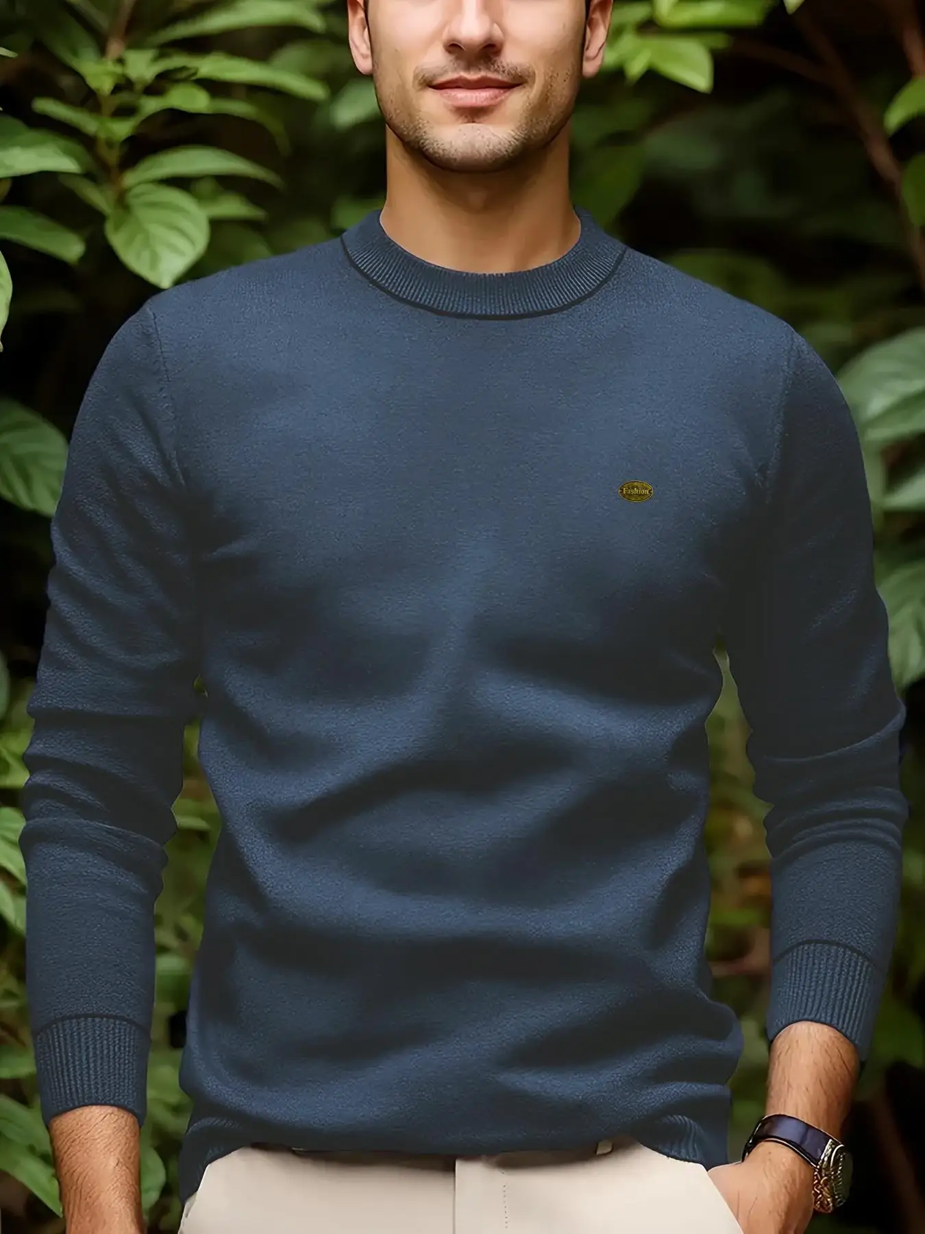 

2025 Новый зимний толстый пуловер для мужчин с круглым вырезом, однотонный, с длинным рукавом, теплые тонкие свитера, мужской свитер, мужская одежда