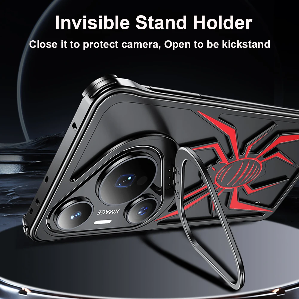 

Luxury Spider 3D Hollow Metal case for Huawei Pura 70 Pro Ultra Pura70 Cases Cover Shockproof Camera Ring Kickstand Skin Funda