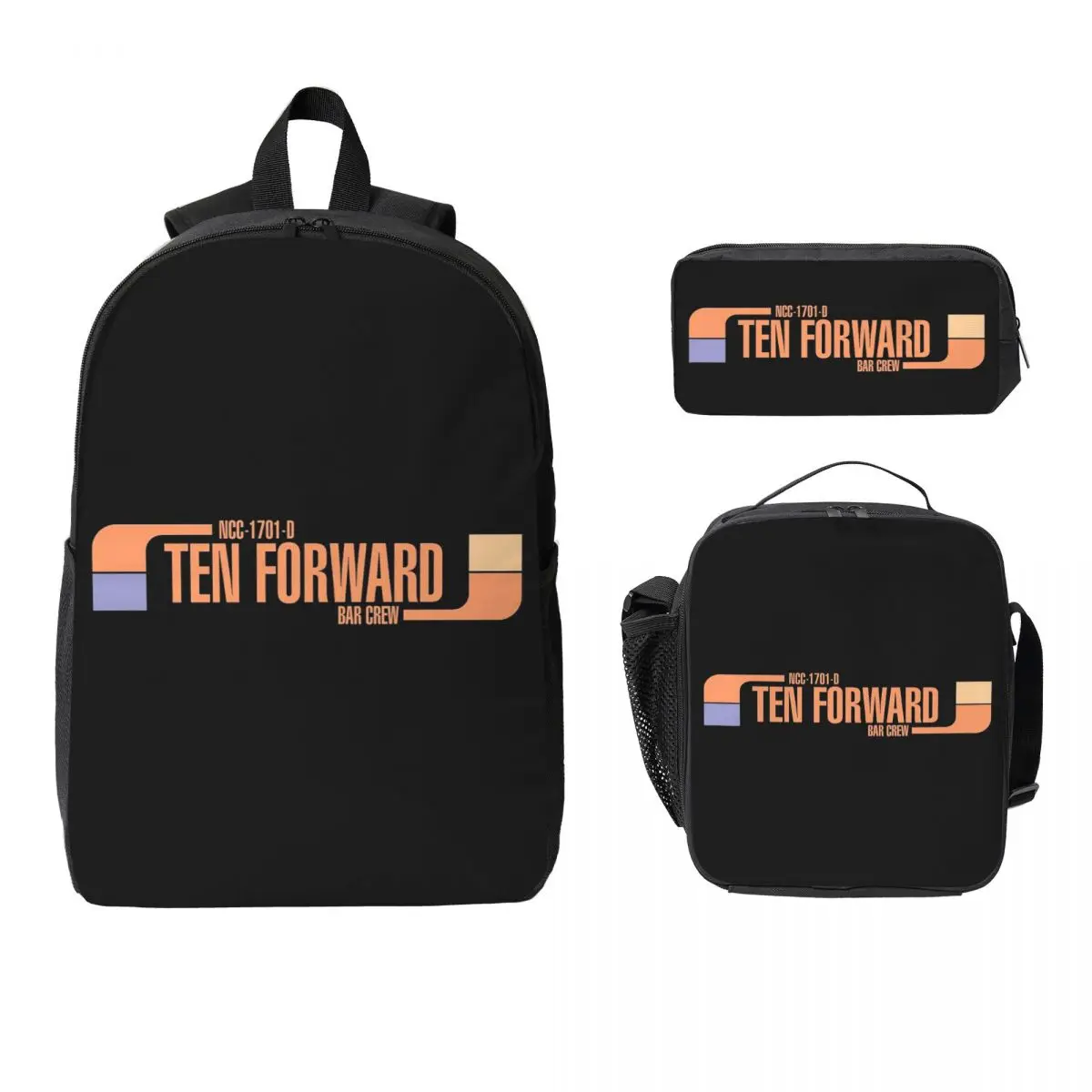 

Ten Forward Bar Crew NCC 1701-D Backpack Student BookBag School Bag Computer Shoulder Bags 3ps Insulated Lunch Bag Pencil Case