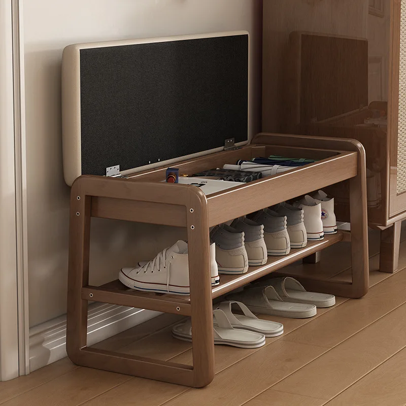 Shoe changing bench, solid wood shoe storage rack,  living room bench, solid wood shoe cabinet, entrance bench