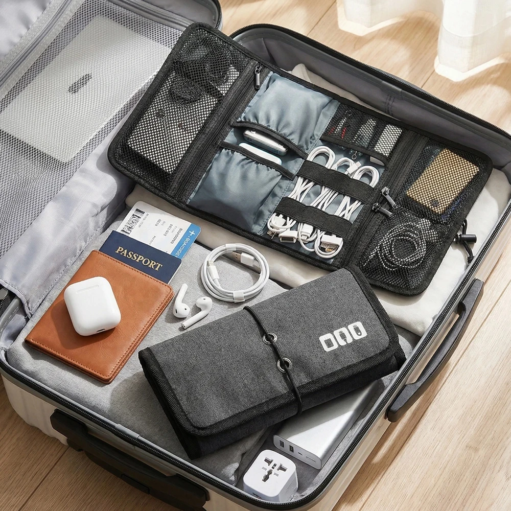 Tech Organizer Bag Cable Storage Case Travel Electronic Accessories Pouch for Charger Power Bank Earphone USB Cable Home Office view 6