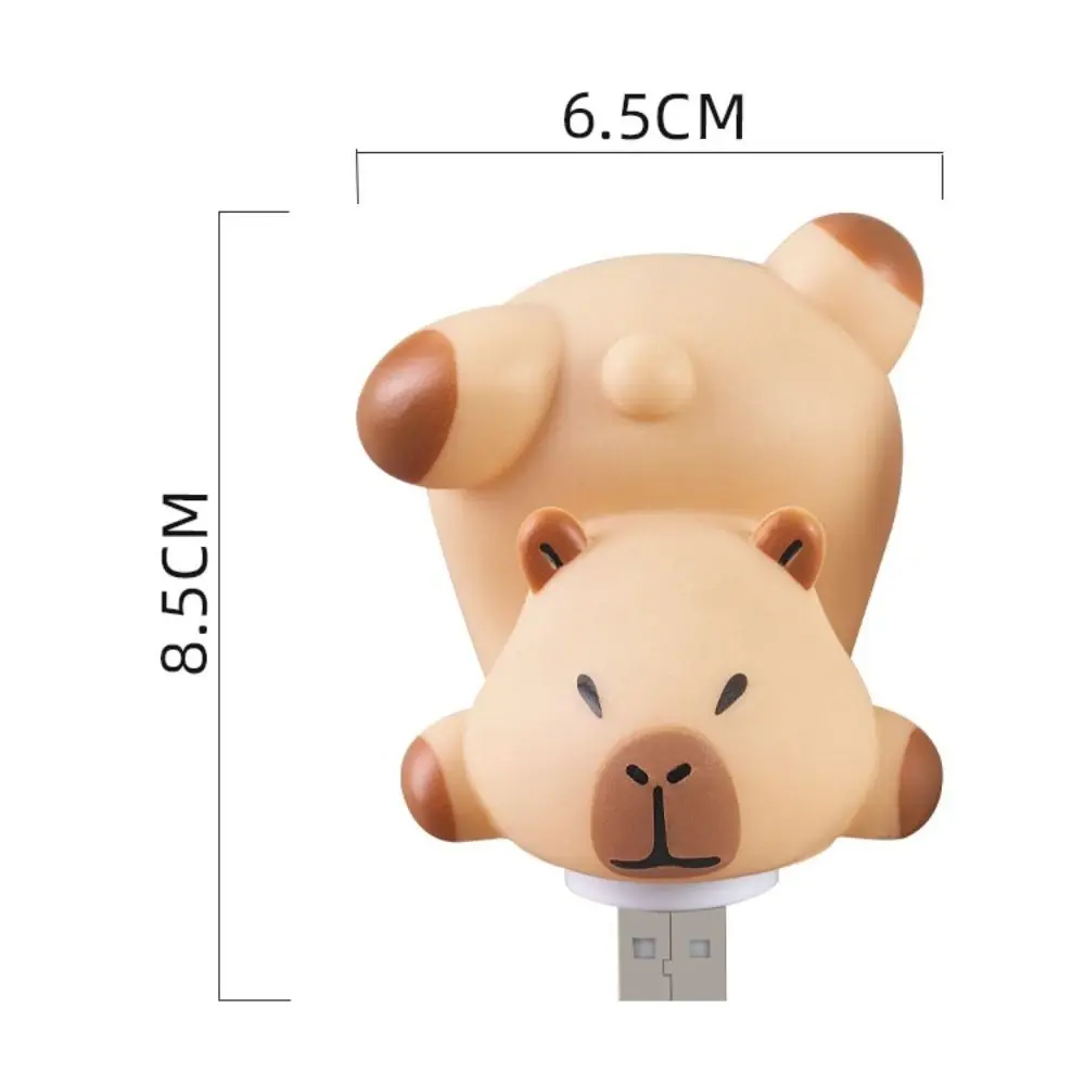 Lámpara de protección ocular Linda Capybara USB Luz nocturna de dibujos animados conveniente voz inteligente luz nocturna plástico marrón enchufe