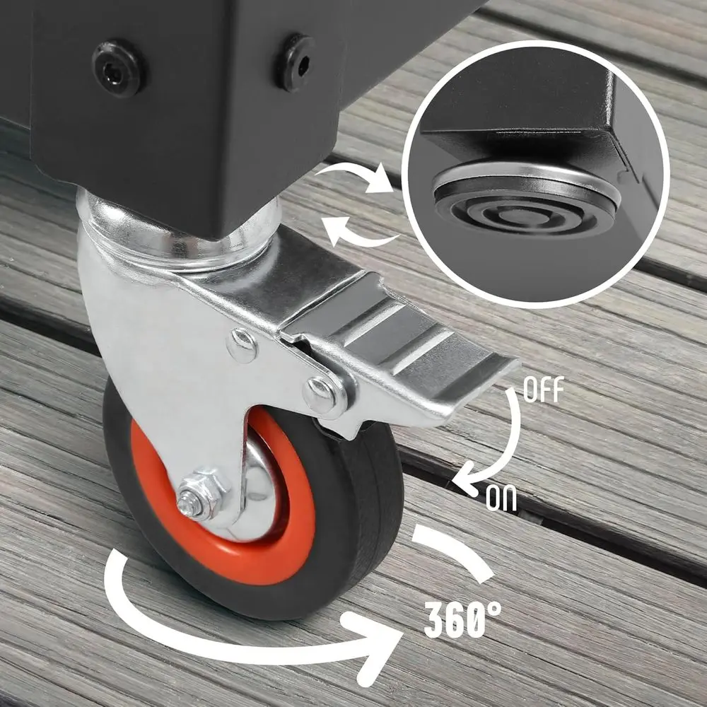 طاولة فرن بيتزا من الفولاذ المقاوم للصدأ للاستخدام الخارجي مع عجلات و3 أرفف للشوي والإعداد #6