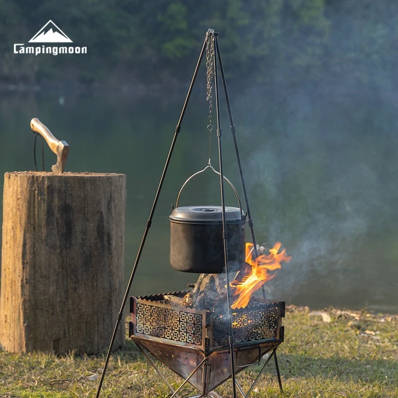 

Посуда для кемпинга из алюминиевого сплава большой емкости, суповая кастрюля, портативная походная подвесная кастрюля, уличная посуда, легкий вес для кемпинга