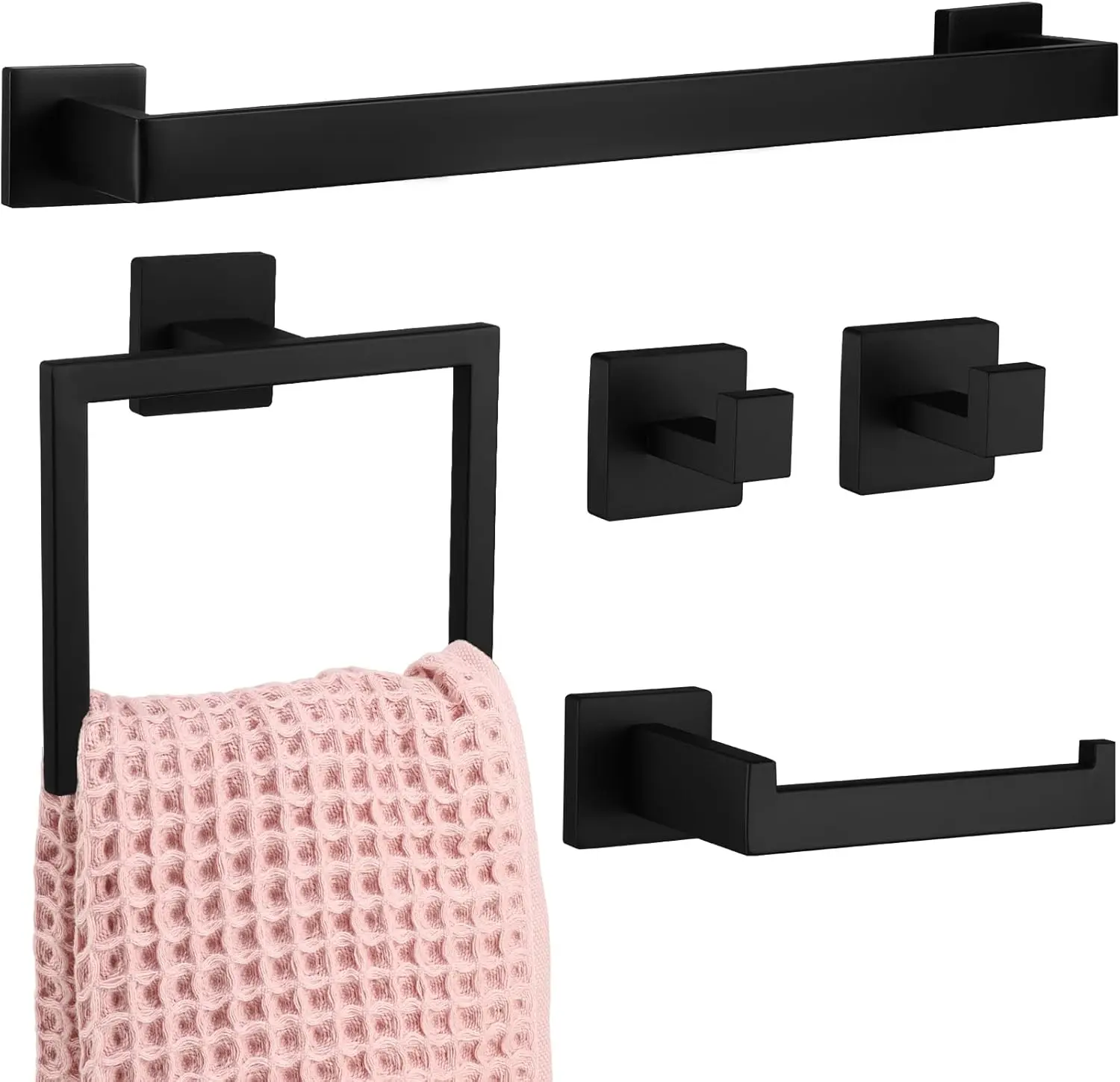 5 Pcs Bathroom Hardware Accessories Set, 23.6 Inch Bath Towel Bar Kit, Stainless Steel Bathroom Hardware Set, Towel Racks for Ba