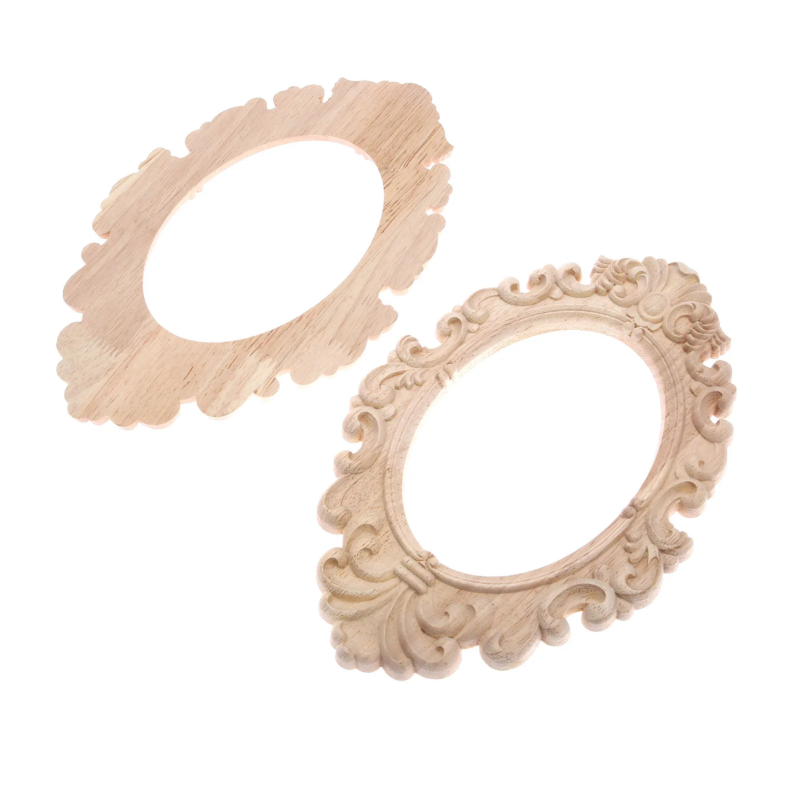 彫刻が施された楕円形の木製コーナーフレーム,家の家具の装飾,31x20cm,2ユニット