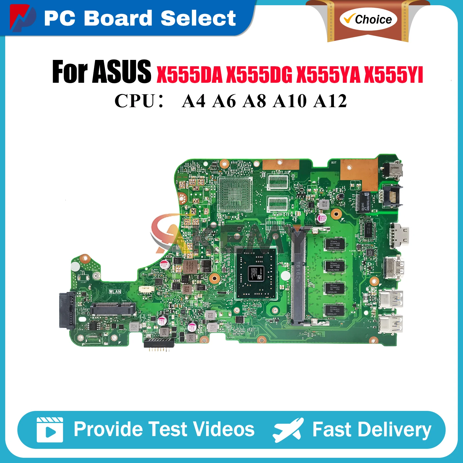 

X555DA Laptop Motherboard For ASUS VivoBook X555DG K555D X555YI X555DA X555YA X555D A555D Mainboard With A4 A6 A8 A10 A12 CPU