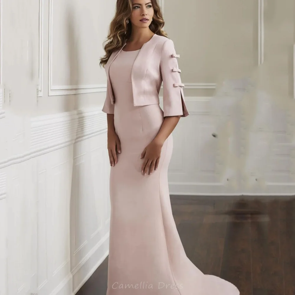 

Customized Mother of the Bride Dress Mermaid Elegant Party Gowns with Coat Simple Bridal Dresses women's wedding party attire