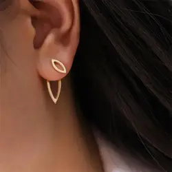 1-Pair Fashionable Hollow Leaf Water Drop Earrings Ear Jacket for Women 2024 New Daily Party Banquet Earrings Double Wear Method