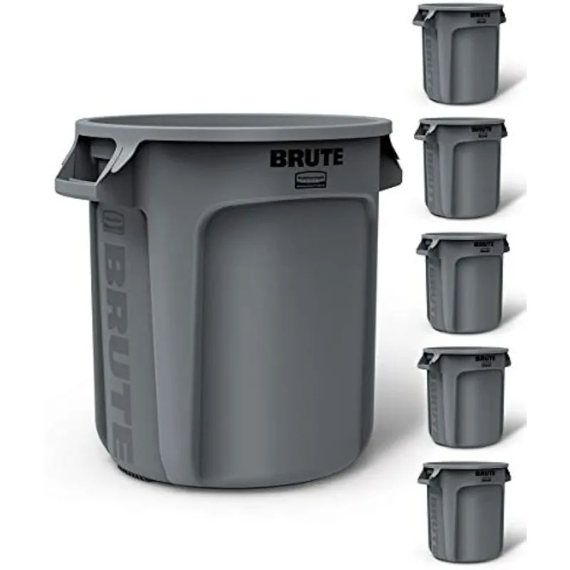 

Commercial Products BRUTE Heavy-Duty Trash/Garbage Can, 10-Gallon, Gray, Wastebasket for Home/Garage/Bathroom/Outdoor/Driveway,