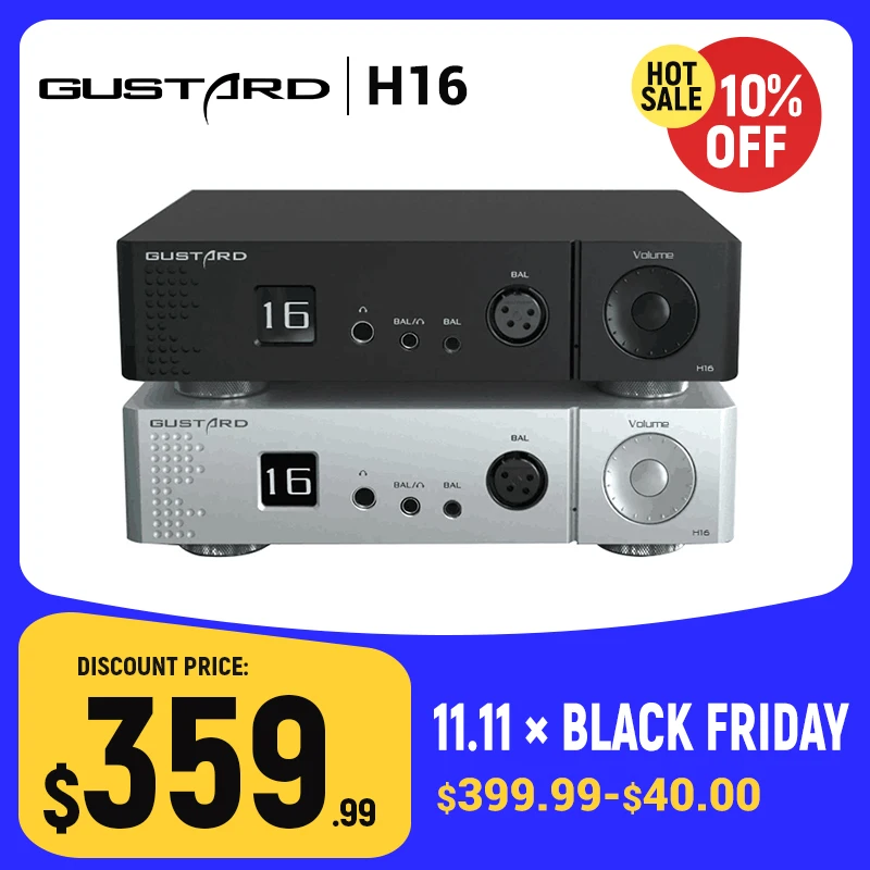 GUSTARD H16 Headphone Amplifier Hi-Res OLED Display XLR/RCA Balanced Pre Amplifier Great Companion of Gustard X16 Decoder