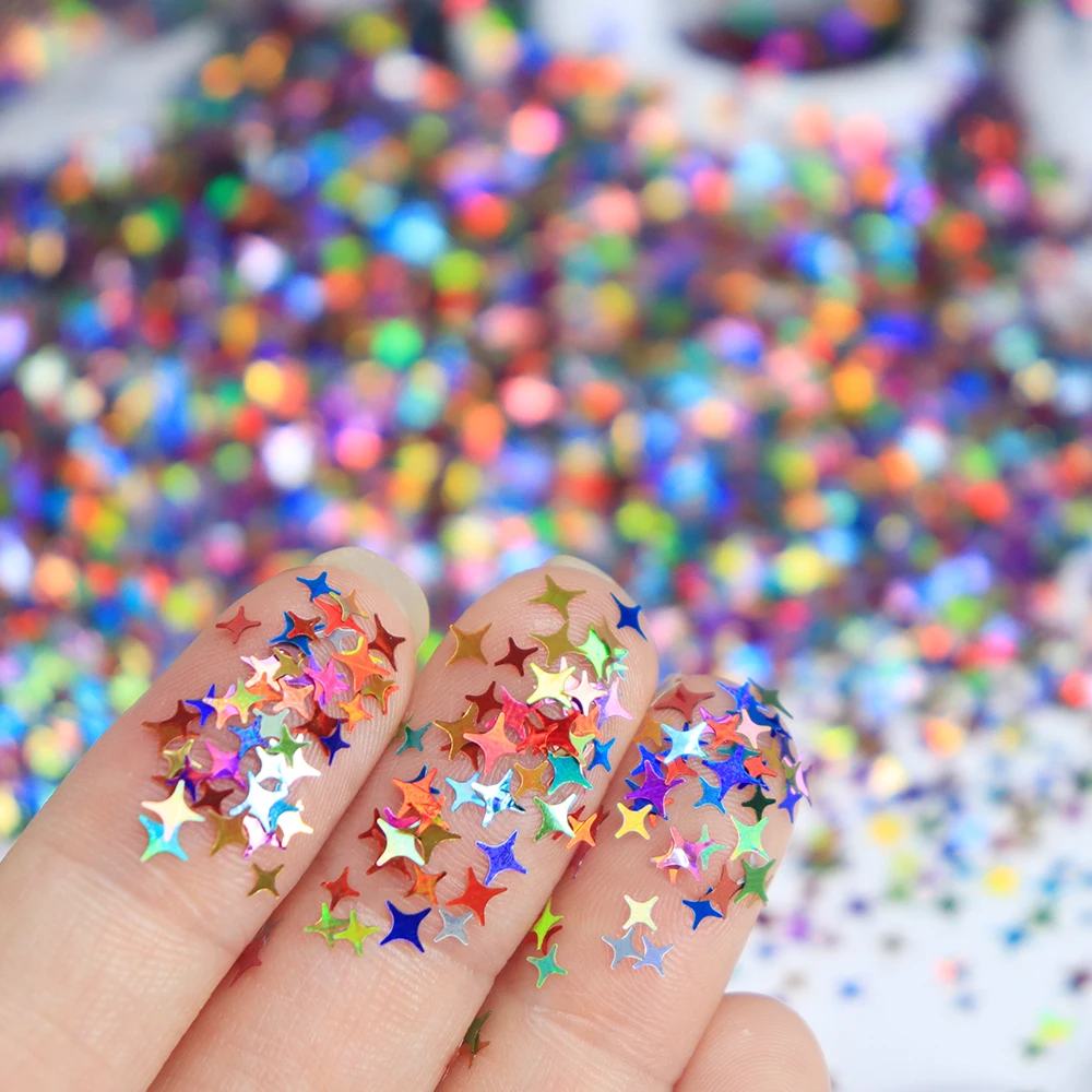 

Holographic Laser Four-pointed Star Sequins Epoxy Resin Molds Filling Mixed Shiny Starry Paillettes DIY Keychains Crafts Making