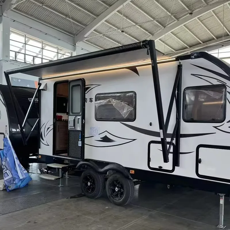 RV Exterior Accessories Manufacturer Motorhome Camper Van Power Awning Manual Control Sunshade Awnings with LED Lights