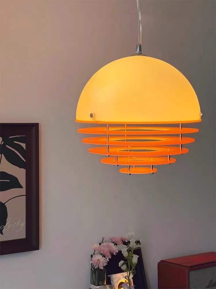 Medieval Nordic Bauhaus Sunset Time Orange LED Pendant Lights Art Creative Lamps for Living Room Home Decoration Chandeliers