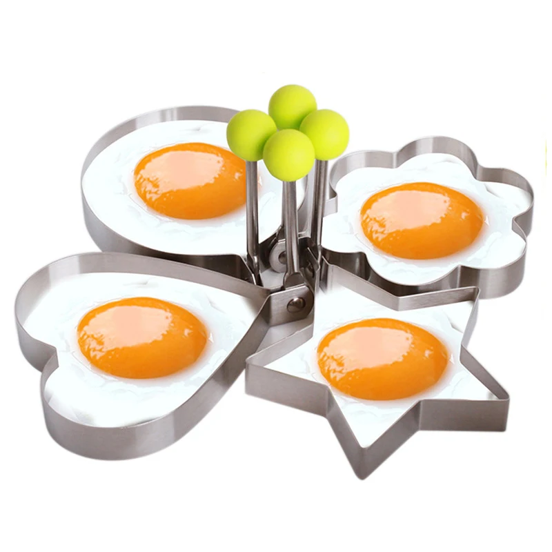 Breakfast Stainless Steel Heart-Shaped Omelette Mold Lunch Bento Poached Egg Timer Creative Children\'S Breakfast Omelette Molds