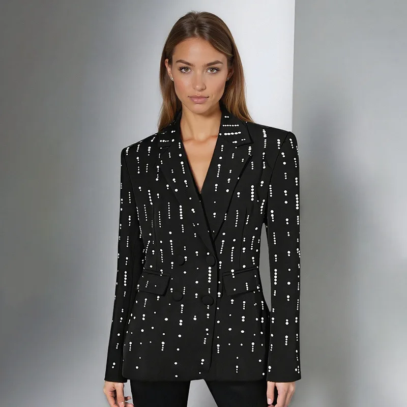 新着 レディース ストライプ柄コート 長袖 ターンダウンカラー ブラックコート