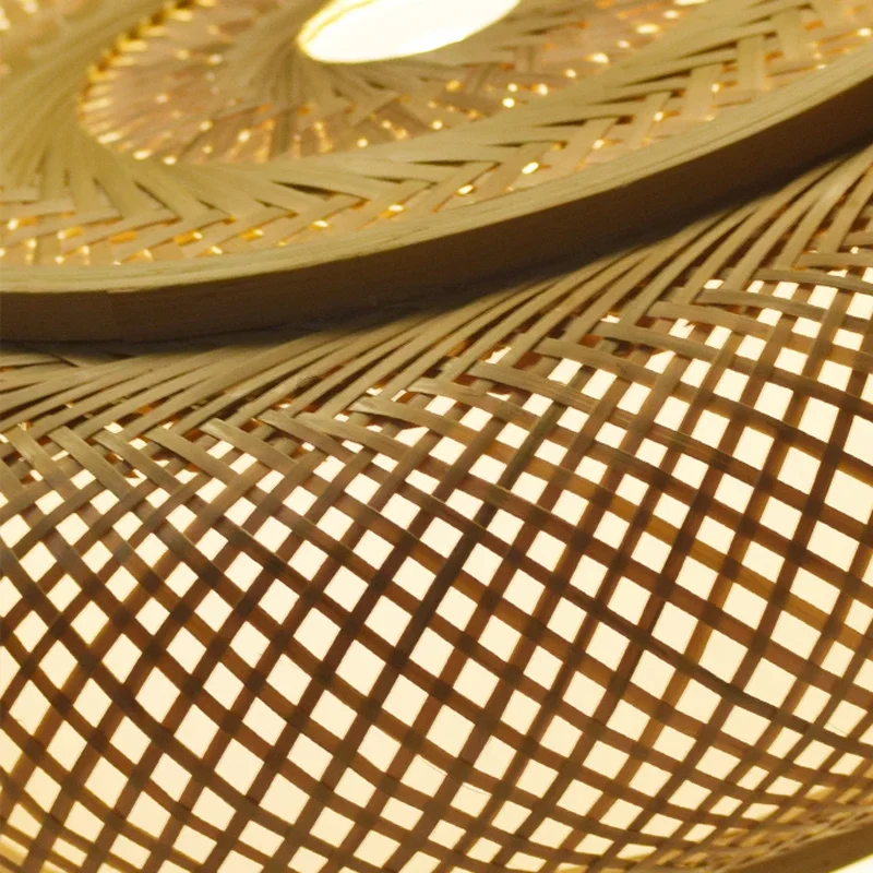 Imagem -02 - Dia 40 50 60cm Rattan Vime Luzes de Teto Lâmpada Pingente Sombra Restaurante Home Room Arte Decorativa Suspenso Bambu Lustre