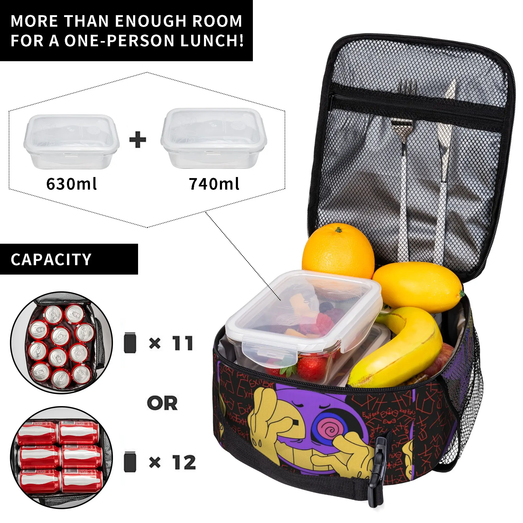 Jax's Abstraction Game Insulated Lunch Tote Bag for Picnic Glitch Rabbit Fanart Leakproof Cooler Thermal Large Capacity Food Bag