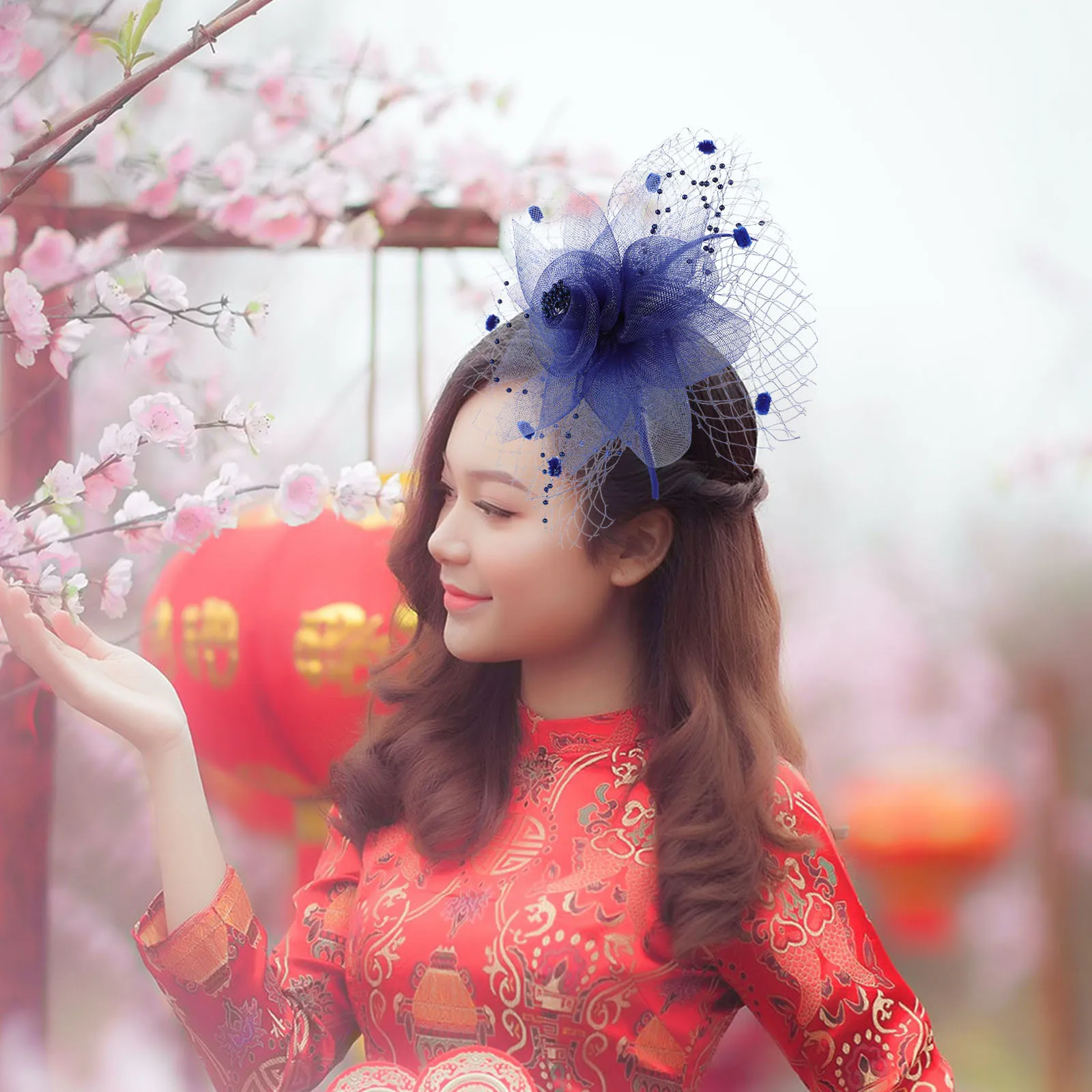 

Mesh Fascinator Headband Women Fashion Party Hair Accessory For Tea Wedding Christmas Valentine Event Feminine Headdress