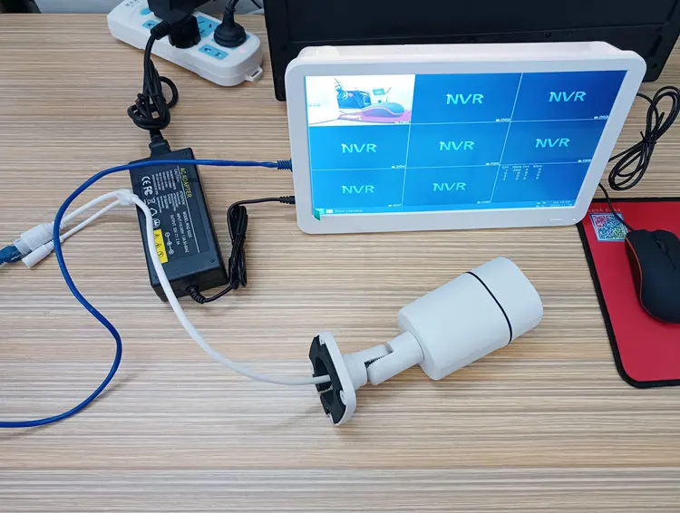 5MP POE CCTV نظام المراقبة للرؤية الليلية 12 بوصة LCD الإسكان المعدني رصاصة الأمن IPC 8 قناة NVR 8 رصاصة