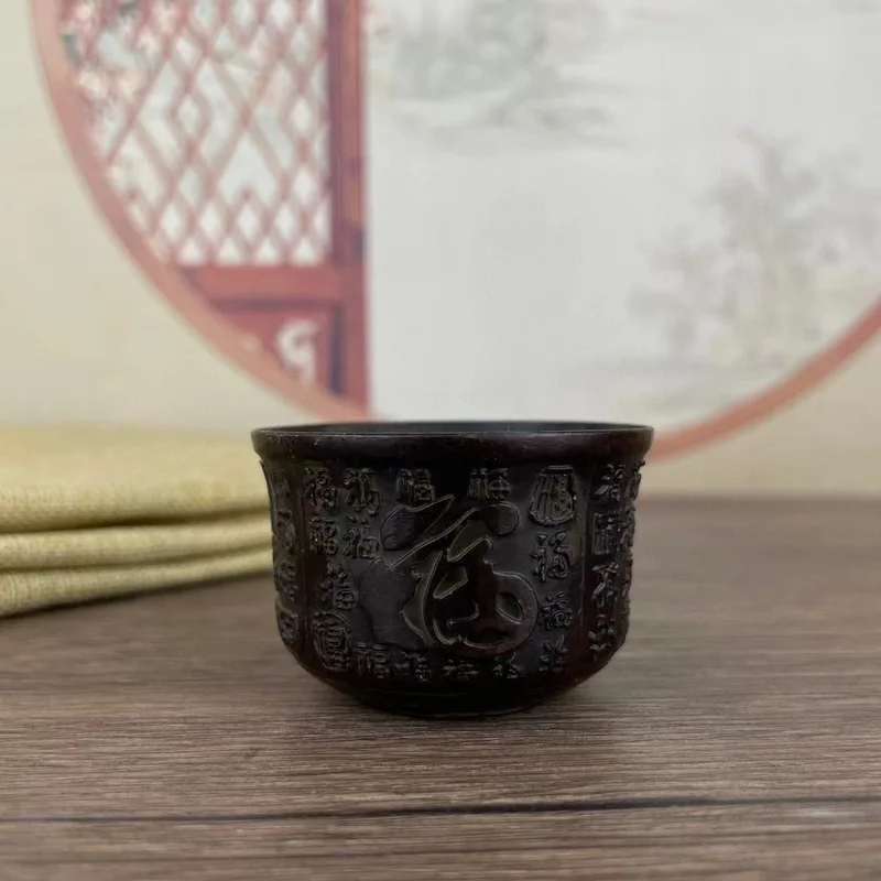 Brass antiqueware, Baifu wine cup, tea cup, home decoration, cup, vintage item