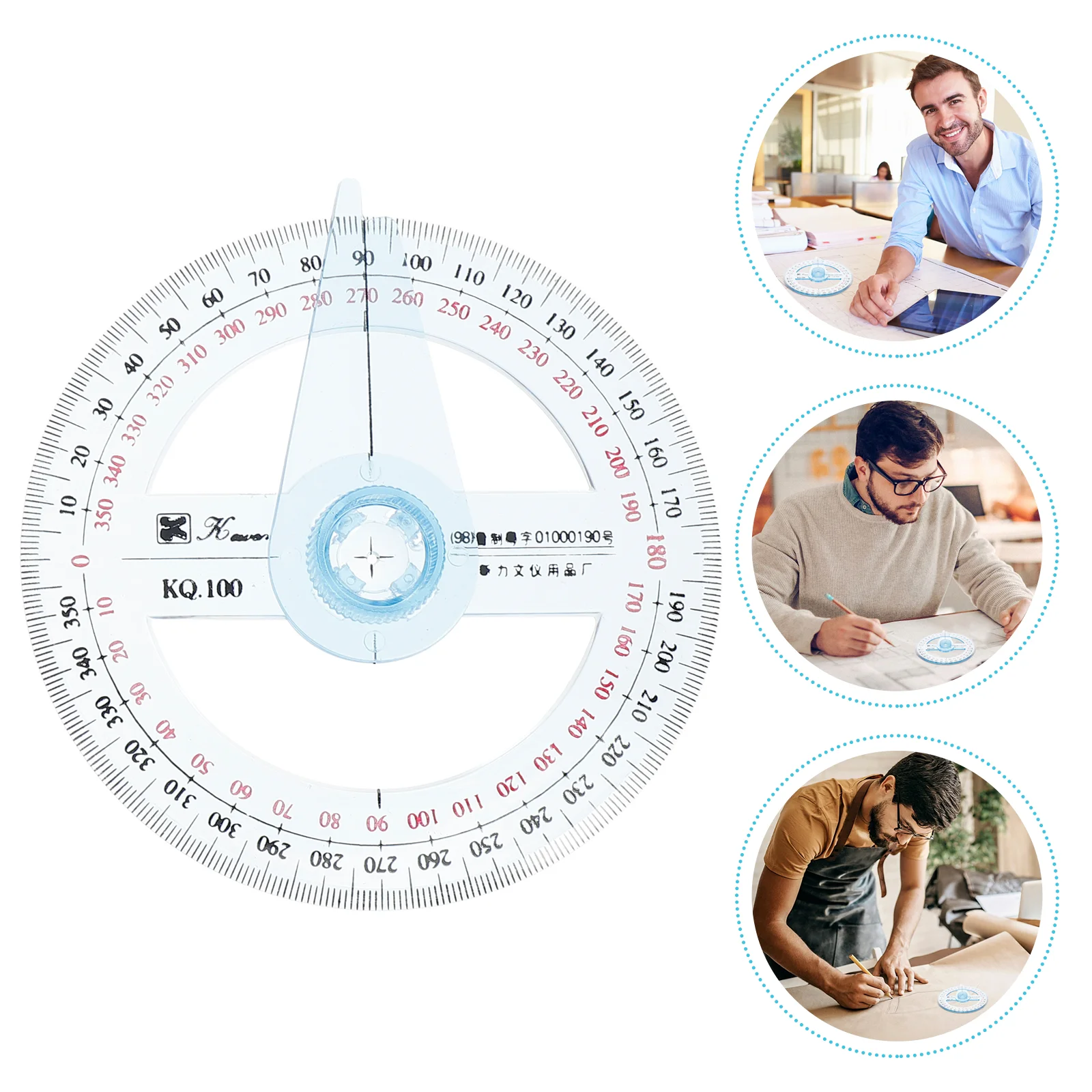 2 Pcs Circle Goniasmometer Rotating Protractors Stencil Digital 360 Degree Tool Ruler