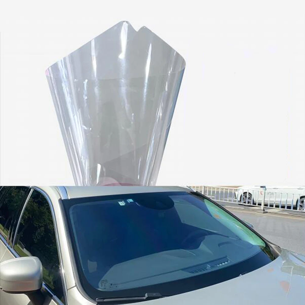 

1.52Mx30M VLT85% Transparent Light Blue Chameleon Film Car Window Tint Roll, Front Windshield Foils Solar Film URR100% IRR92%