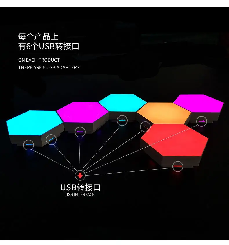 Luz Nocturna RGBIC, módulo de luz celular cuántica magnética, Control remoto, luz Hexagonal de pared