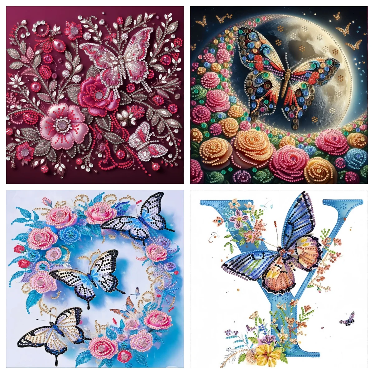 1pc of frameless DIY 5D irregular diamond art paintings, equipped with self-designed butterfly patterns, for wall decoration