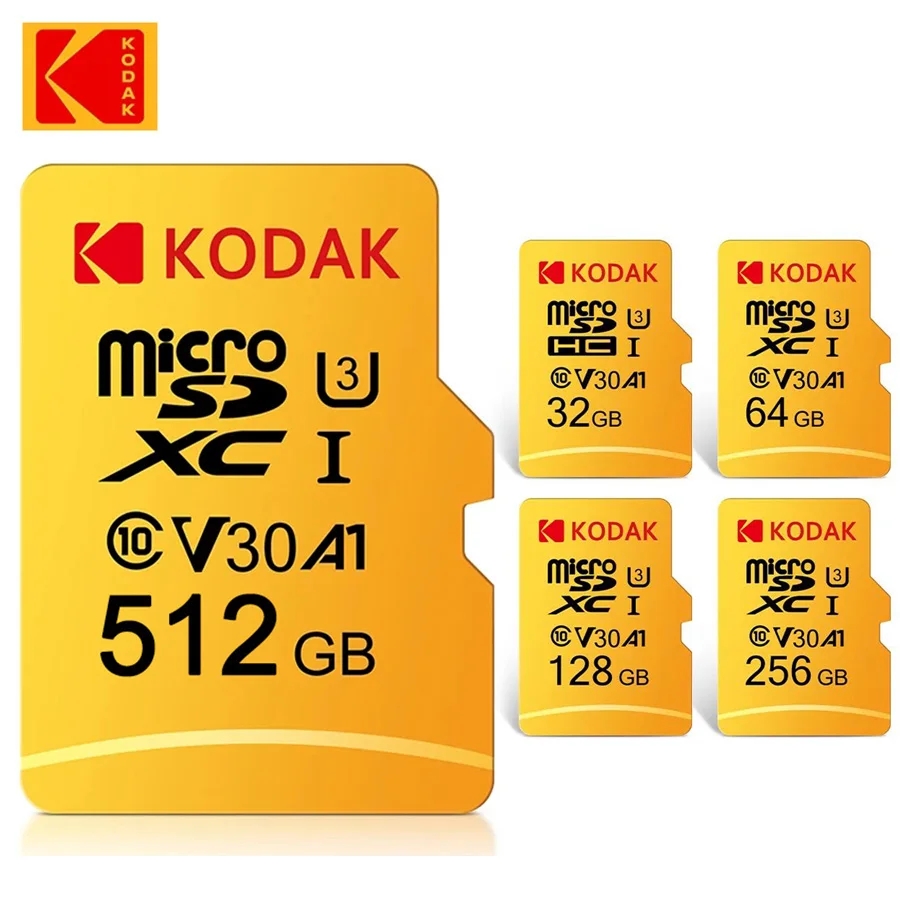 Original KODAK MicroSD Card 64GB 32GB Memori Memory Card C10 TF Micro SD SDXC 128GB 256GB 512GB U3 V30 4K For Phone Drone Camera