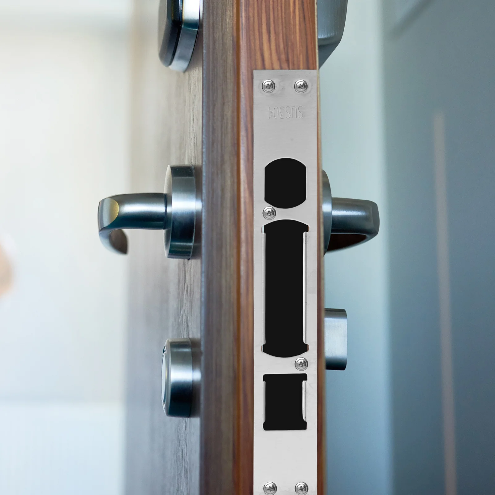 Hebilla de marco de acero inoxidable, cerrojo, placa de golpe, cerradura de seguridad, refuerzo corporal, cubierta de pestillo de puerta antirrobo para garaje, 3 uds.