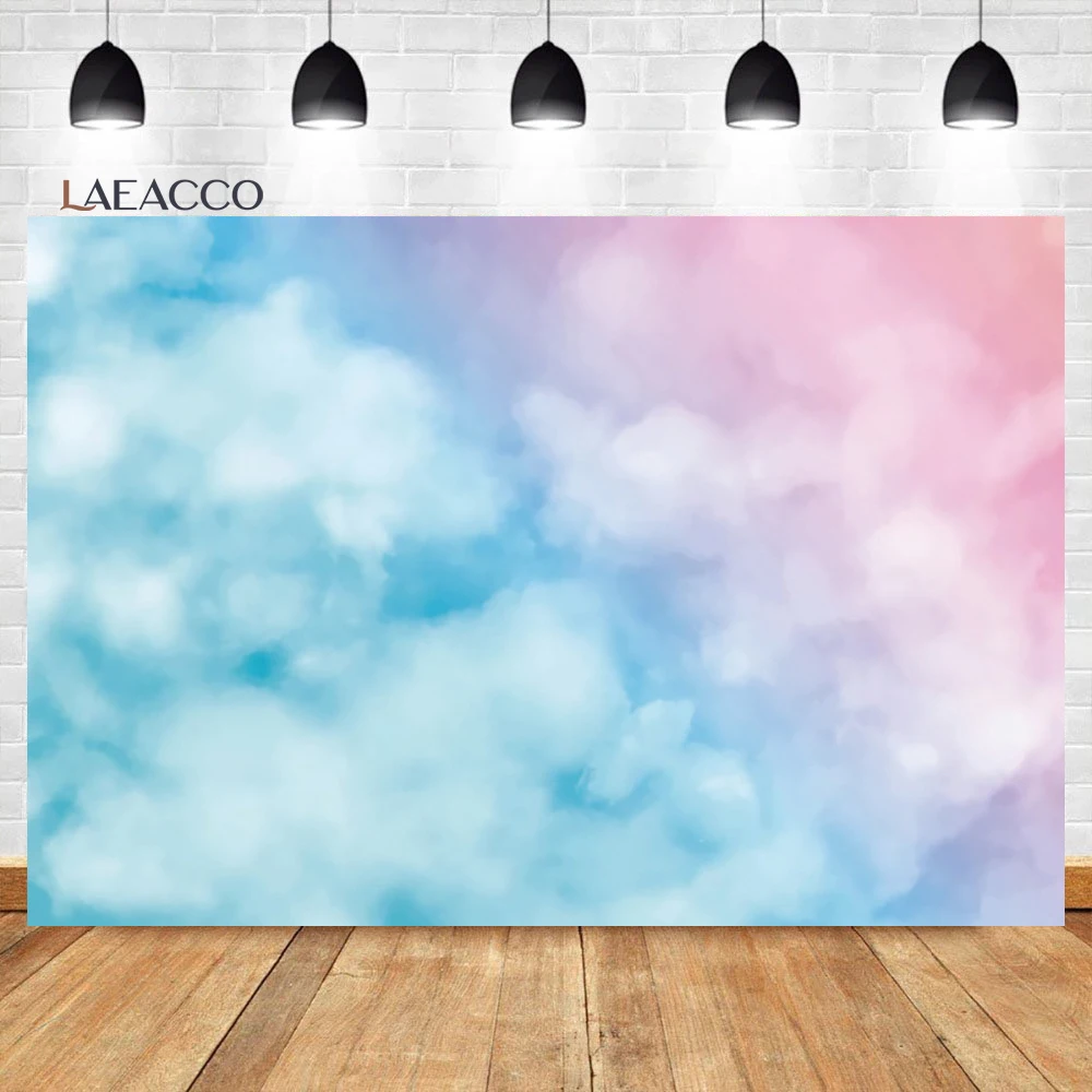 

Laeacco Colorful Clouds Backdrop Pink Blue Gradient Abstract Birthday Wedding Room Stage Decor Portrait Photography Background