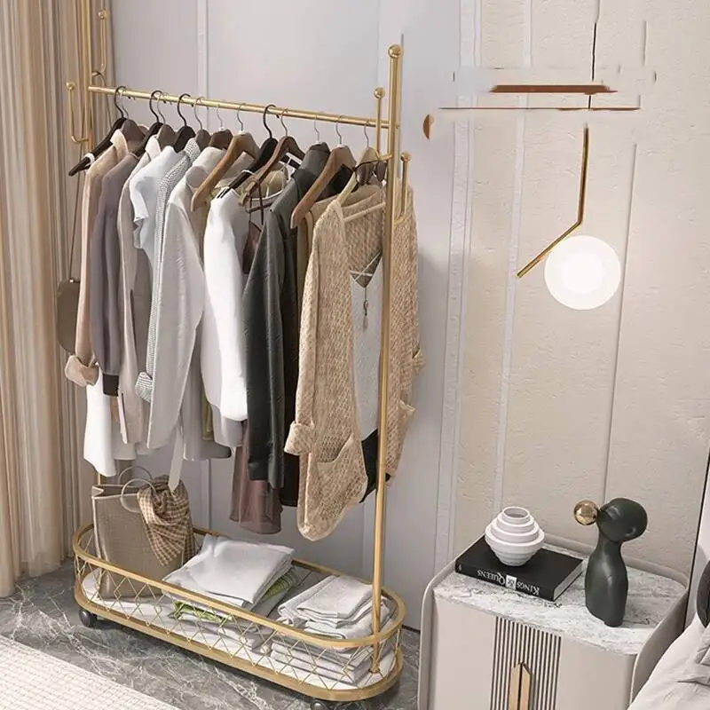 

Hat Shoe Clothing Rack Coat Hangers Living Room Garment Rack Floor Luxury Standing Gold Perchero De Pie Furniture WWH35XP