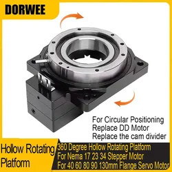 CNC Hollow Rotating Platform Ratio 5-200:1 4 Axis 5 Axis R Axis High Precision Replace Cam indexer/ DD motor for Cutting Tables