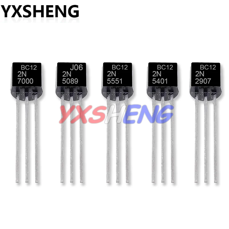 50PCS 2N2907A 2N2907 2N7000 2N5089 2N5401 2N5551 TO-92 MMBT5401 MMBT5551 Triode Transistor Chip