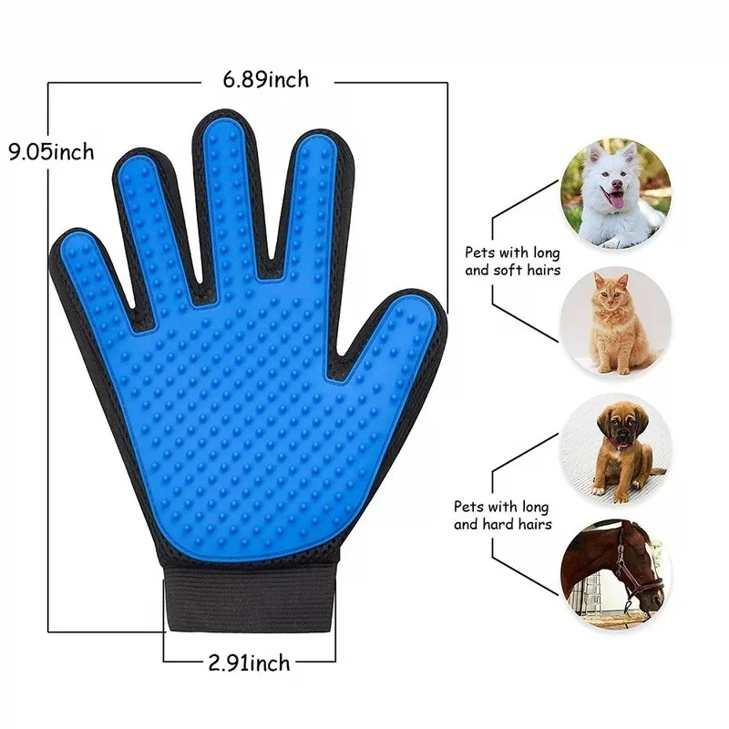 1PC Cat Hair Remove Gloves Rubber Pet Beauty Cleaning Grooming Effective Massage Dog Combs Floating Brush 6 Color