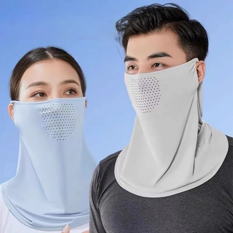 Protezione UV unisex Copertura avvolgente per il collo all'aperto Sport Bavaglino a prova di sole Maschera di seta ghiacciata Copertura per il viso Copertura avvolgente per il collo Protezione solare Sciarpa per il viso