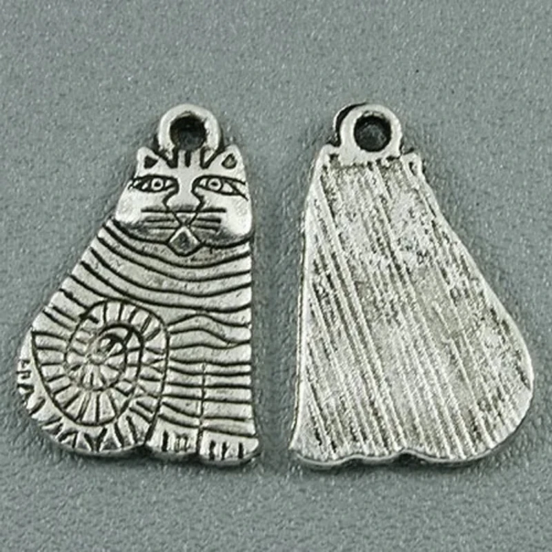 10pcs 20*14MM Tibetan Silver Spiral Sitting Cat Charms H0972 Charms for Jewelry Making