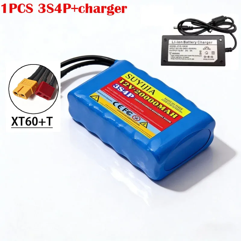 3S4P 12V 40A BMS Orline Batterij 18650 20000mAh Lithium Ion Hoge Capaciteit Batterij XT60 Dc5521 400W High Power Motorfiets Lamp