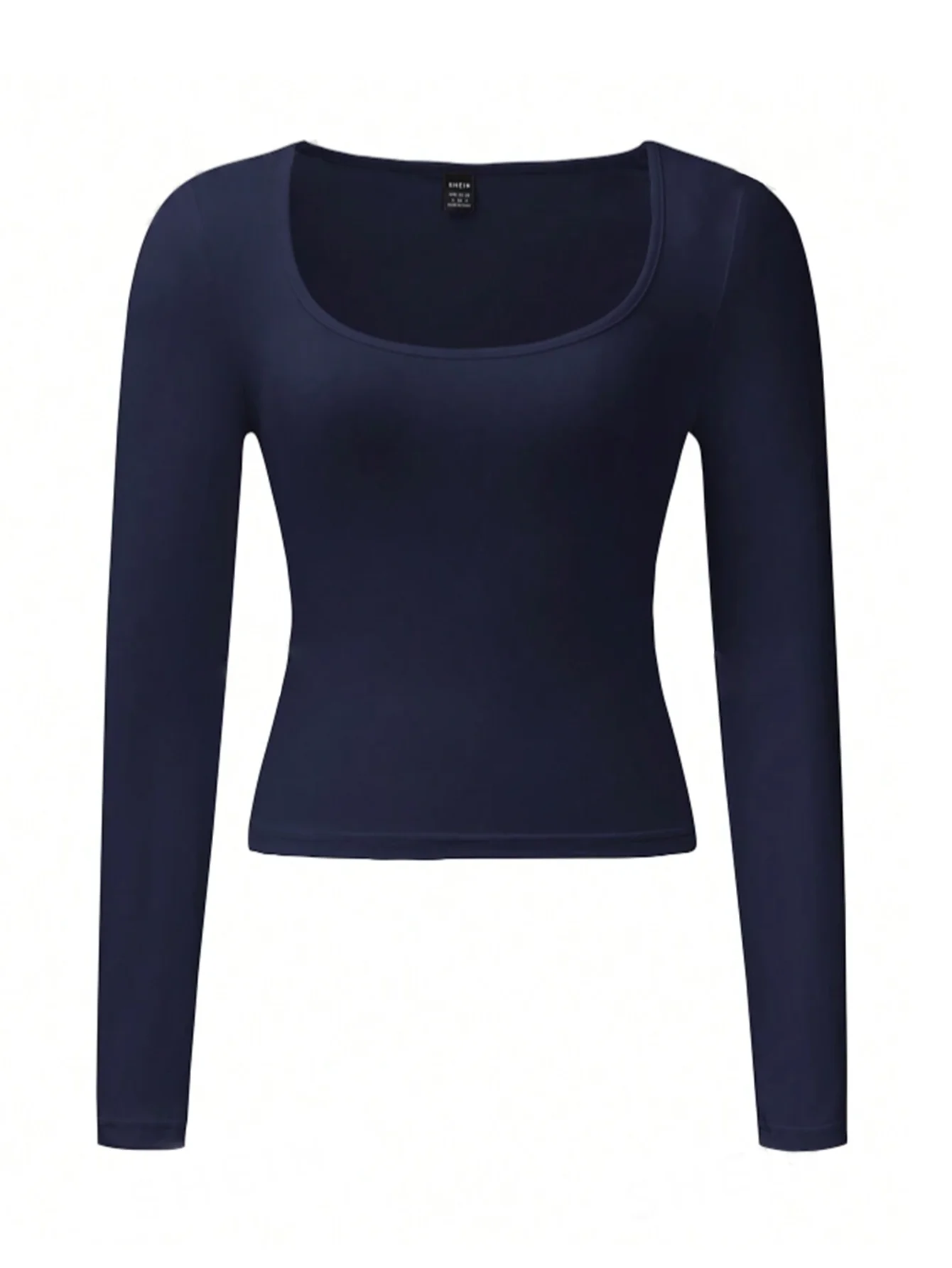 Women\'s Long Sleeved U-neck T-Shirt Top Solid Color Street Spicy Girl Casual Autumn Tight Fitting Women\'s T-Shirt 2024 New Item