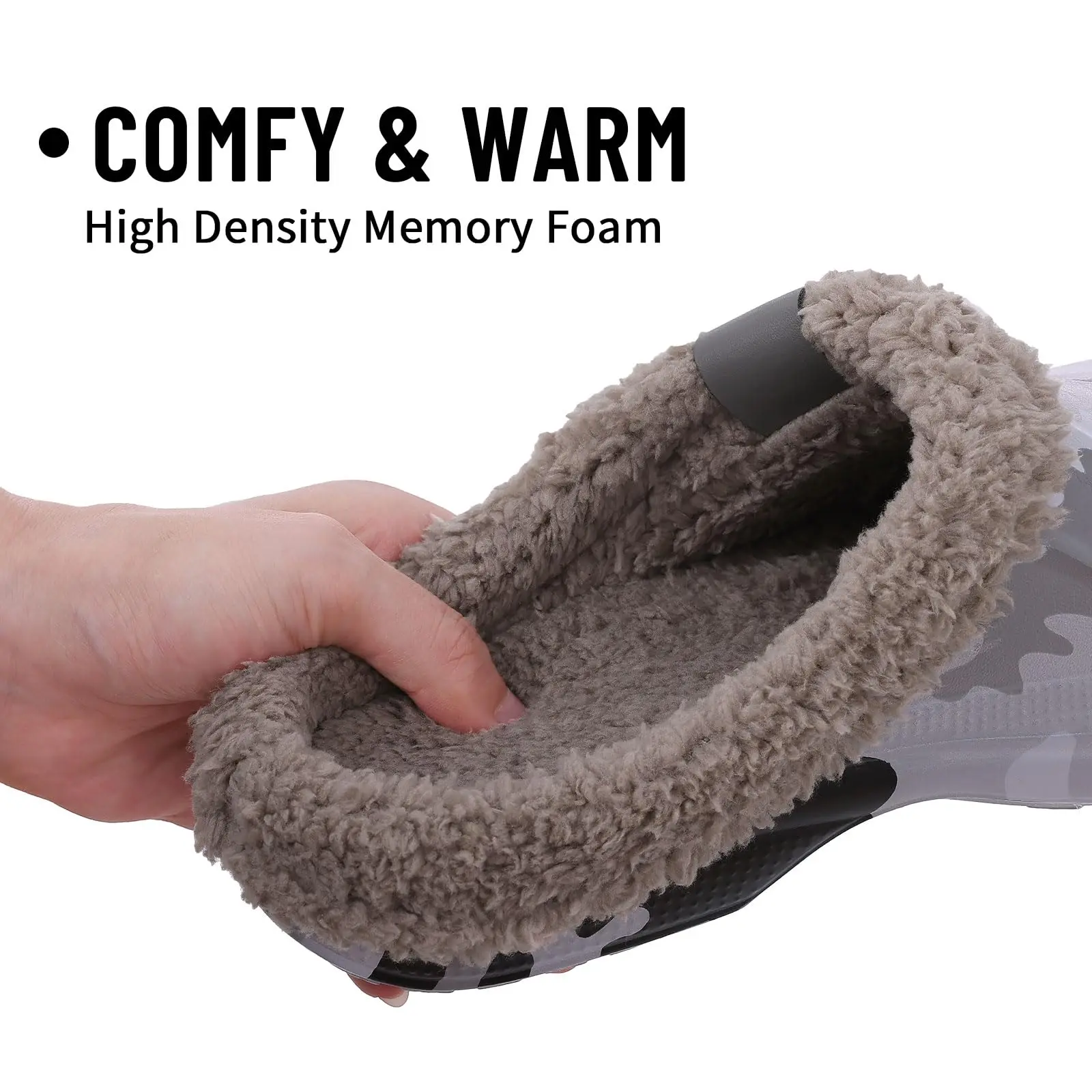 Lächeln Winter Pelz Gefüttert Clogs Frauen Fuzzy Hausschuhe Männer Warme Hausschuhe Erwachsene Outdoor Wasserdichte Hausschuhe Komfort Garten Clogs – Detail 15