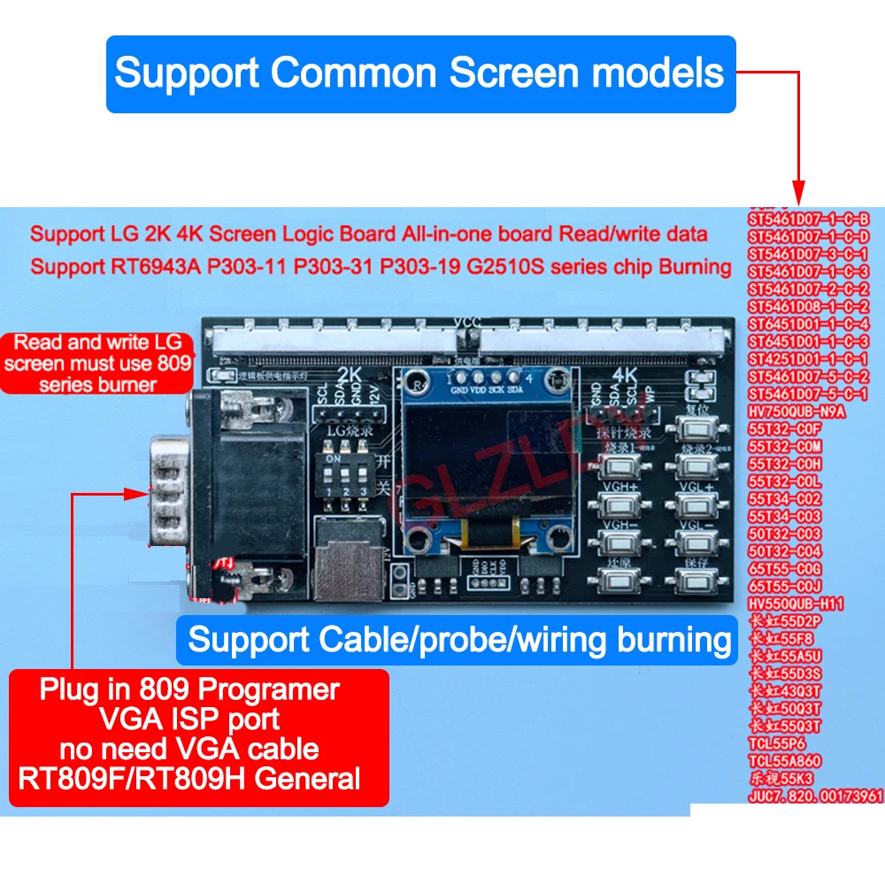 

RT6943A P303 G2510S Chip board Sideboard Logic Board TCON VGH VGL Voltage regulation Technical Burner Programmer cut Y For LG