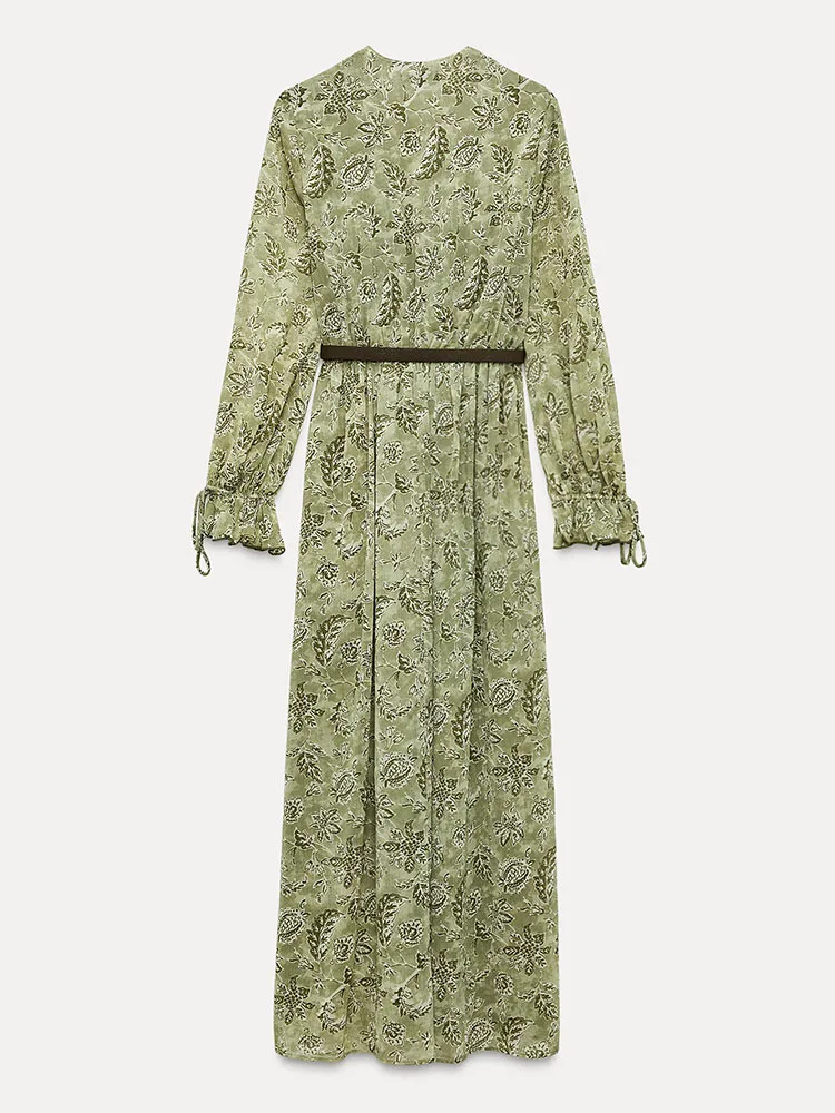 Robe longue Sve imprimée Dr Elely pour femmes, avec ceinture, taille haute, jupe trapèze, motif Floral, nouvelle collection printemps