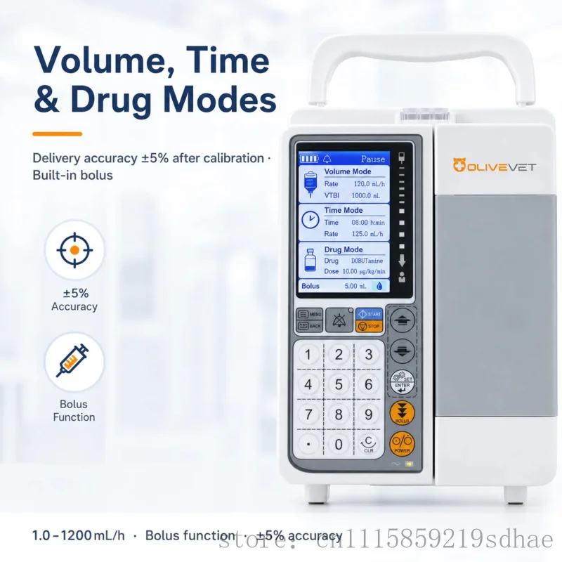Lorvmed  OliveVet Clinic 3000mAh Battery Numeric Keypad Time Mode Animal Medical Portle Vet Use Veterinary  Pump Equipment