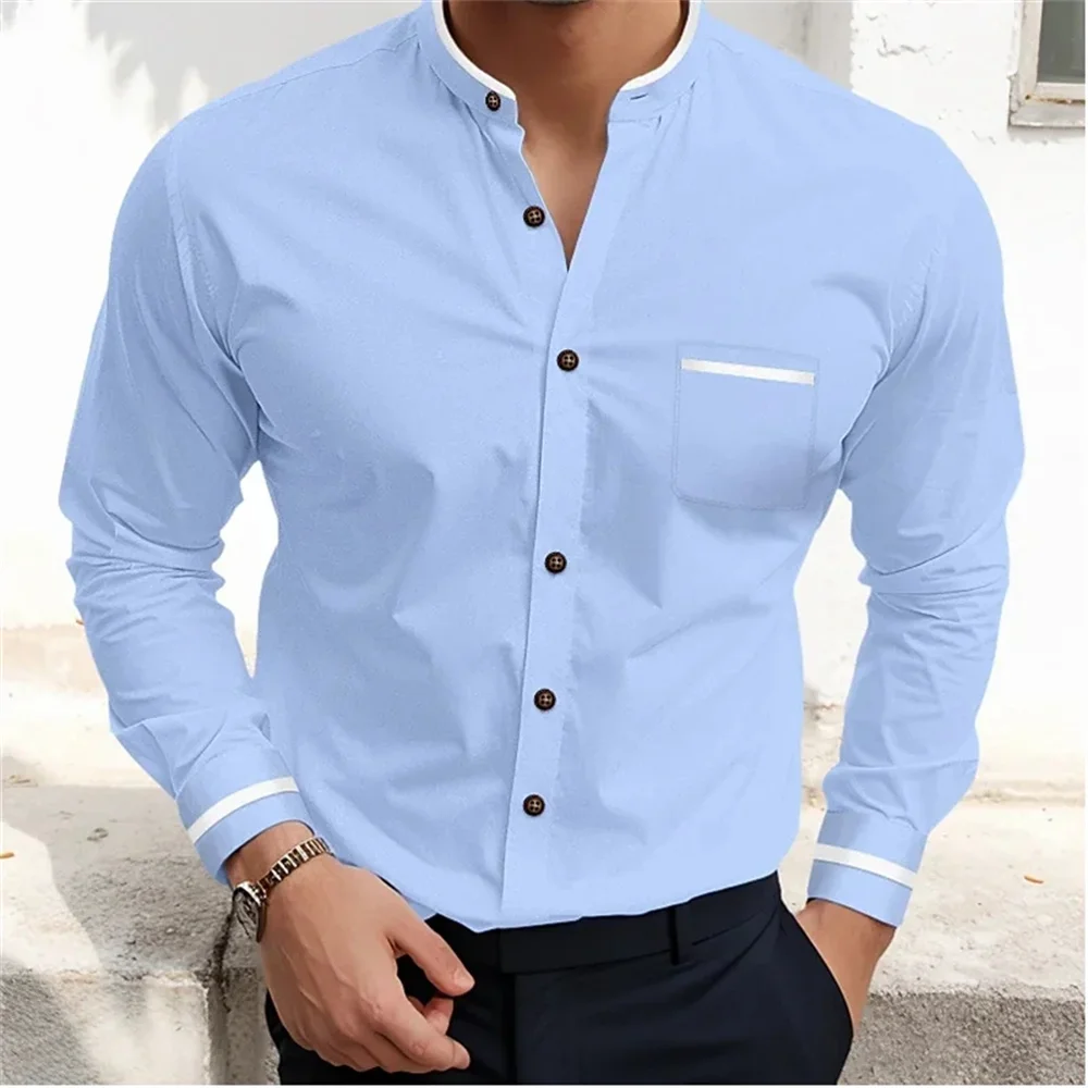 2024 autumn new men's single breasted classic long sleeved breathable casual trend shirt, high-end men's style leading fashion