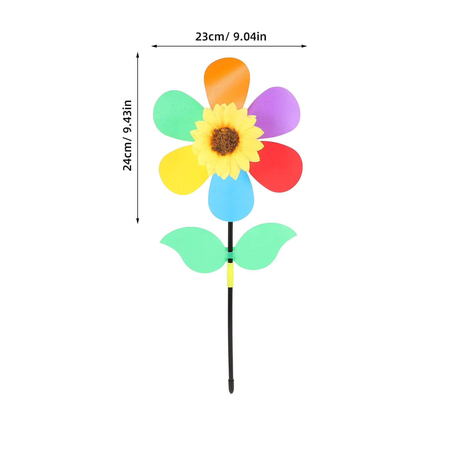 5Pcs Sunflower Style Plastic Windmills Colorful Rotating for Patio Lawn Veranda Outdoor Decor Safe Material