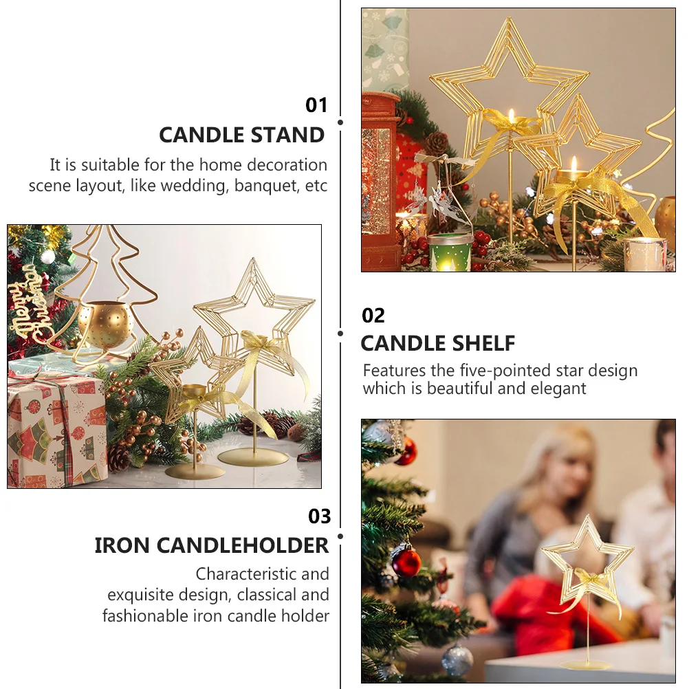 

Iron Holders Star Shape Metal Shelf Decorative Holder Home Wedding Banquet Desktop Decoration Golden Stand