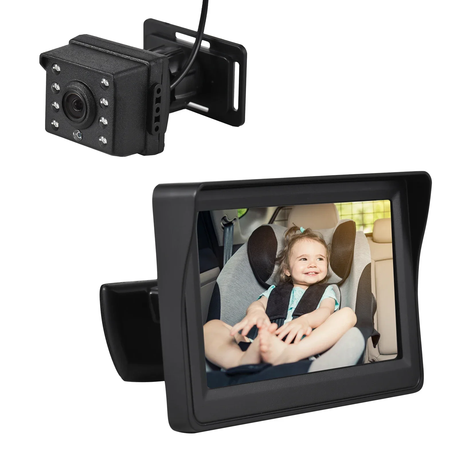 

Baby Car Monitor Camera 1080P for Baby Rear Facing Seat 4.3 Inch Car Seat Mirror Display 150° Wide View Night Vision Car Camera