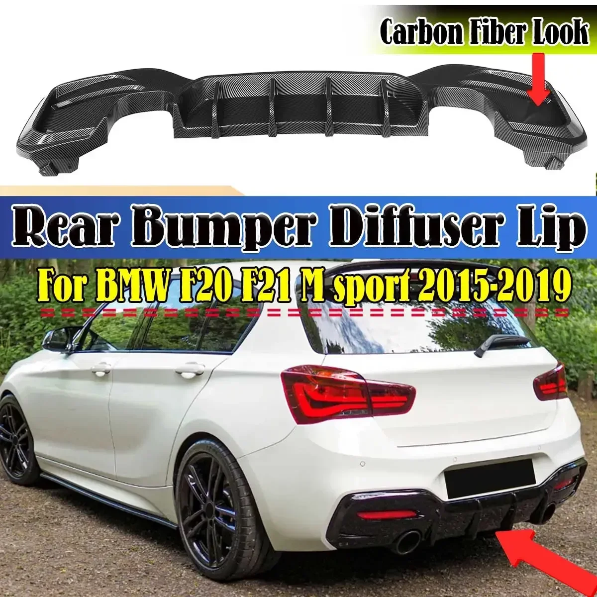 Car Rear Bumper Diffuser Spoiler Lip Rear Bumper Protector Lip For BMW F20 F21 M sport 2015-2019 Car Accessories Styling